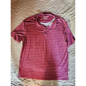 Drake Waterfowl Men's 2XL Tall Polo Shirt Performance Striped Red Blue 2XLT